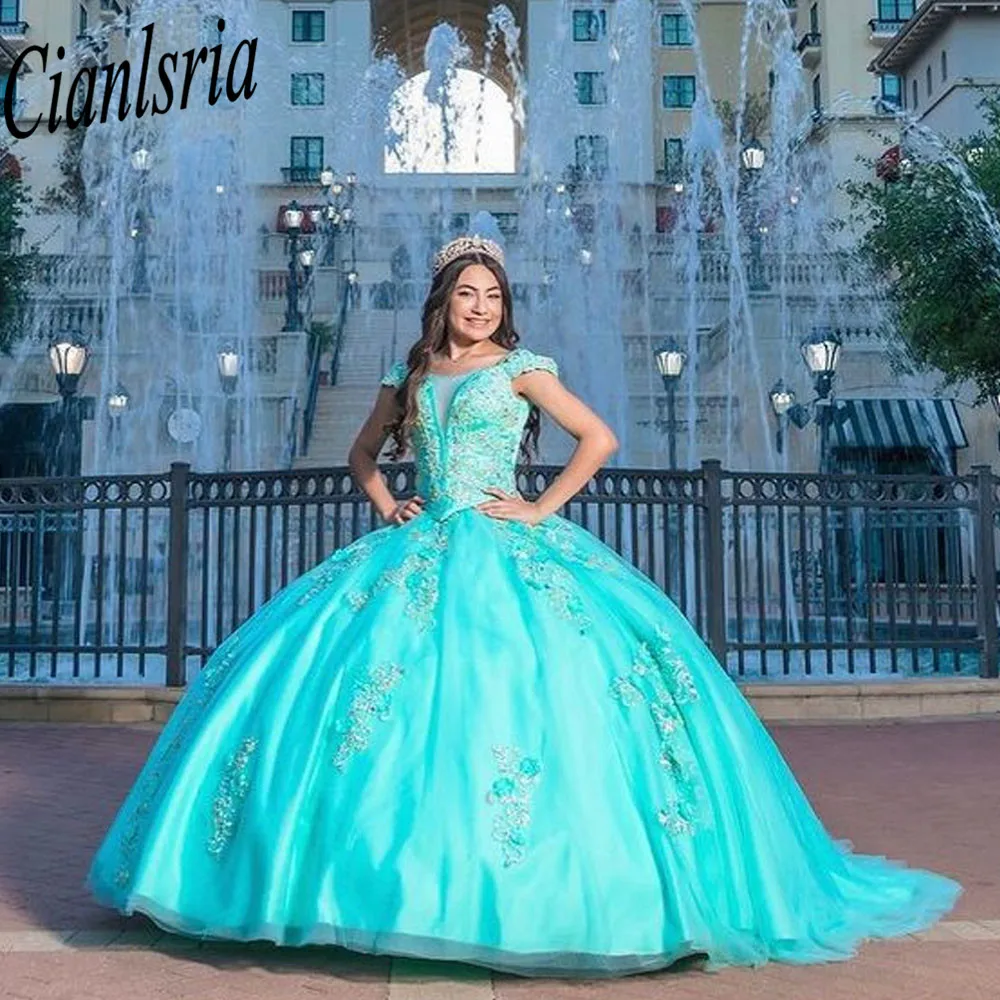 Vestidos De Quinceañera De lujo, con cuentas, apliques De lentejuelas, para fiesta De cumpleaños, baile De graduación, 15 Años