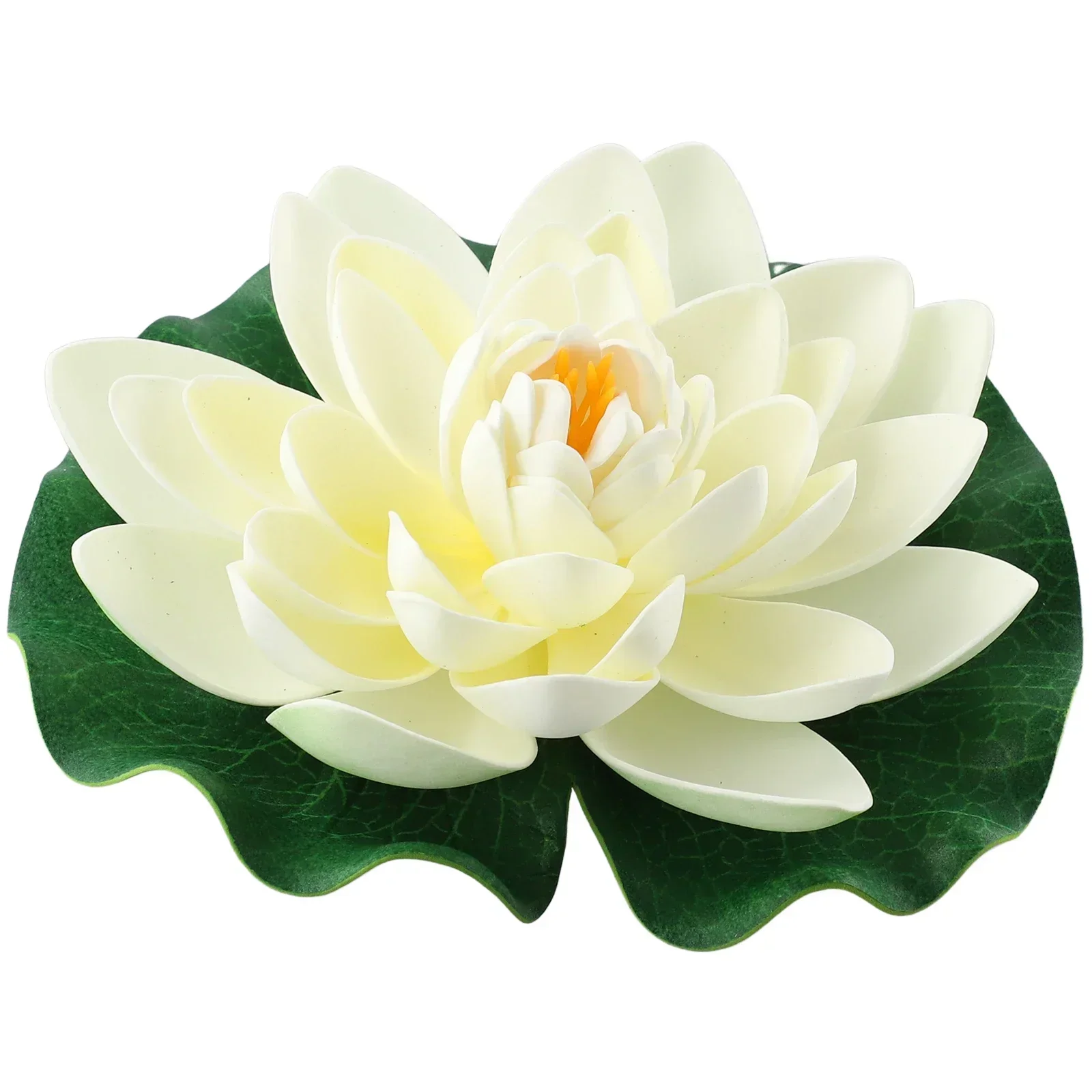 6pcs White Artificial Lotus Plastic Floating Plants Water Lily Fake Lotus Flower Leaf  Pond Garden Home Fish Tank Decor