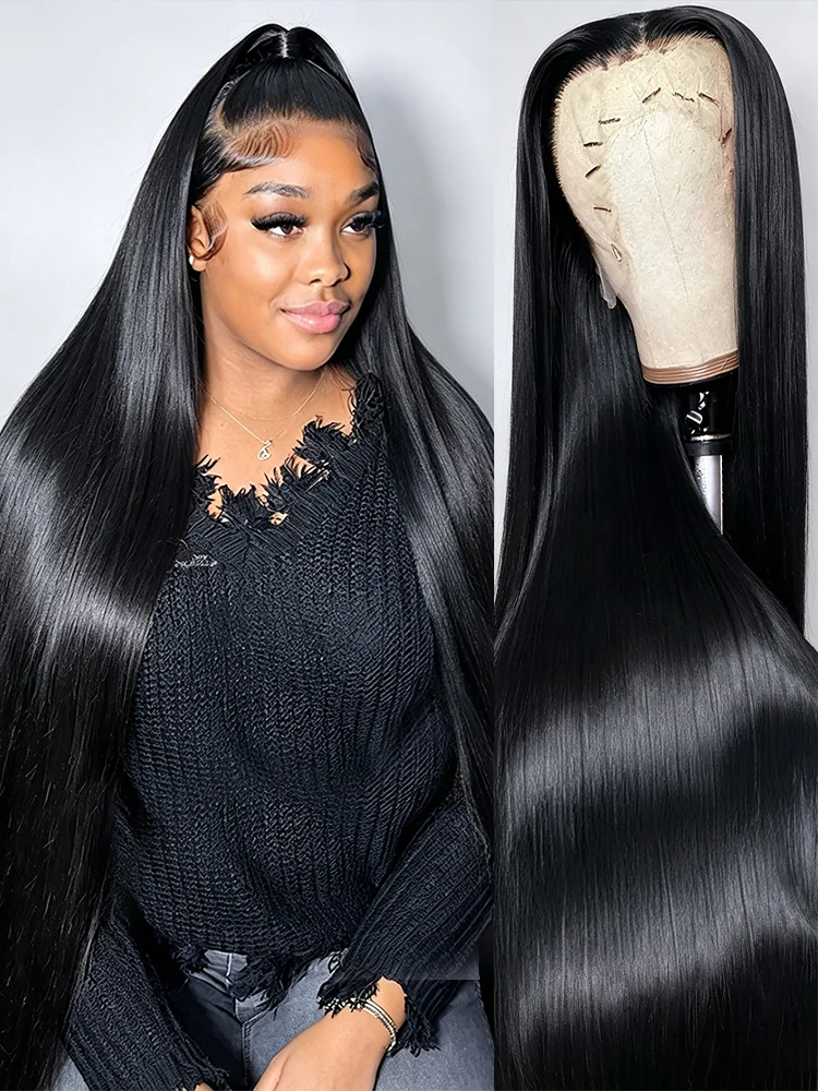 Bone Straight Human Hair Wigs 13x4 HD Transparent Lace Front Wig 38 40 Inch 13x6 Remy Hair Pre Plucked Wig 100% Brazilian Human Hair For Black Women 250 Density