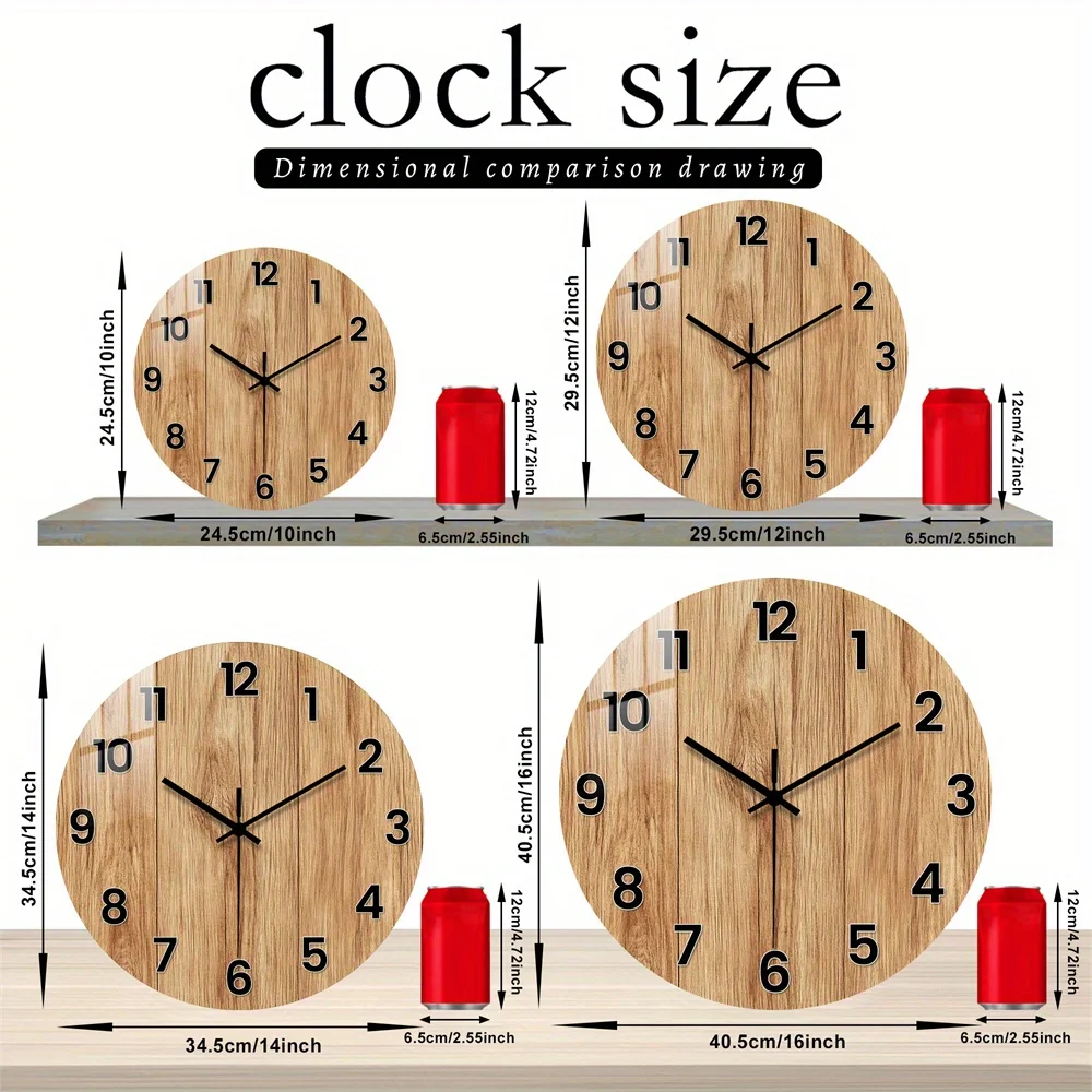 1pc Wooden Wall Clock, Fantasy Theme - Natural Wood Texture Pattern Tempered Film Veneer Silent Clock, Suitable for Living Room, Study Decoration, an Excellent Gift for Those Who Like Easy And Natural Styles on Housewarming, Thanksgiving And Other