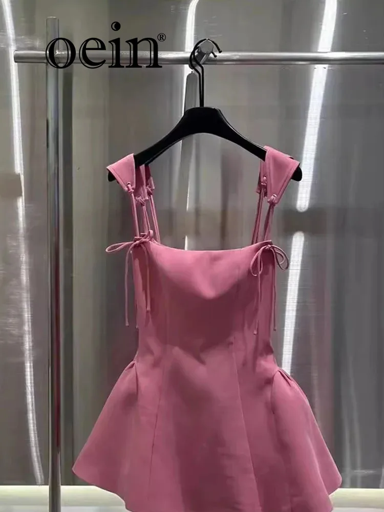 [oein] Korean Sweet Petite Camisole Dress For Women, French Gentle Raspberry Powder, Fashionable And Versatile, Waist Cinching