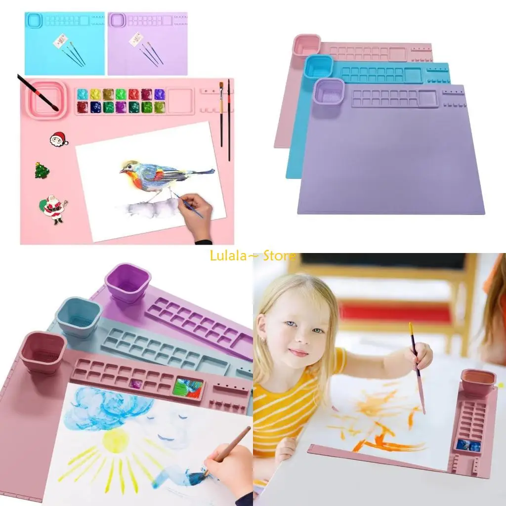 

Y4QA силиконовый коврик для рукоделия, водонепроницаемый коврик для акварельной живописи, школьный детский коврик для класса