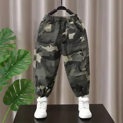 2024 Boys Camouflage Casual Cargo Pants for Boys Kids Cotton Trousers Clothes Teenage Boys Clothing 3-12 Years