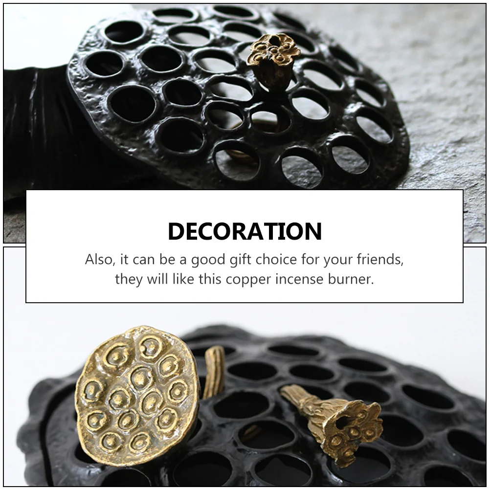 

1Pcs Lotus Pod Incense Burner Copper Handmade Decorative Aromatherapy Holder Meditation Home Yoga Room Desktop Ornament