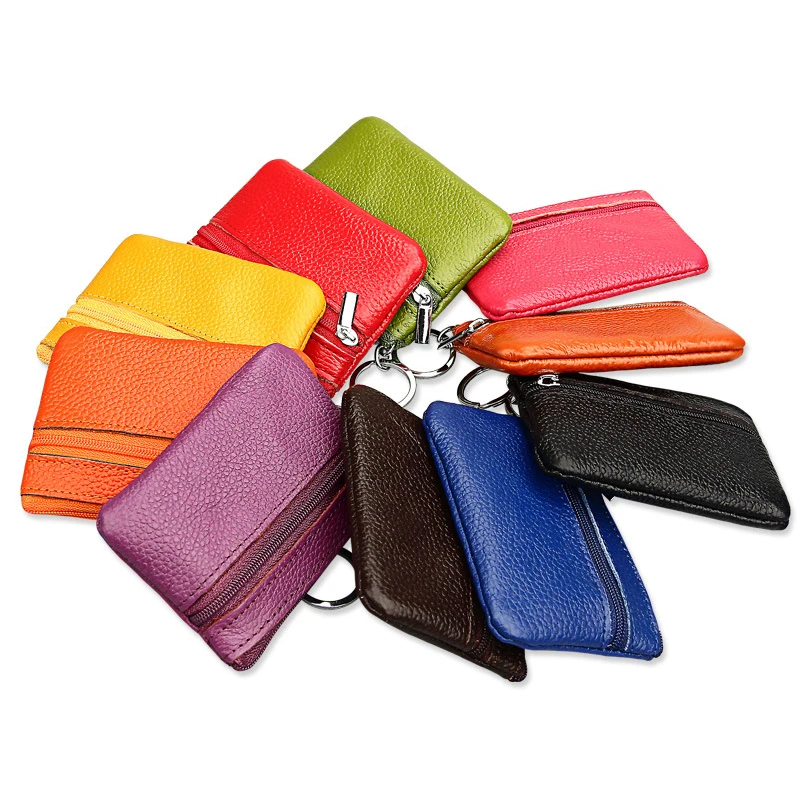 New Women\'s Genuine Leather Coin Purse Female Wallets Custom Gifts Girls Zipper Coin Purses Children Storage Pocket Bags Pouch