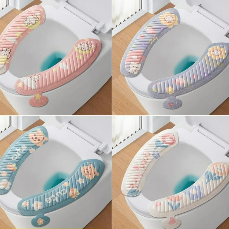 

Всесезонная моющаяся подушка для сиденья унитаза из ЭВА, водонепроницаемая и устойчивая к плесени, клейкая утолщенная подушка для унитаза