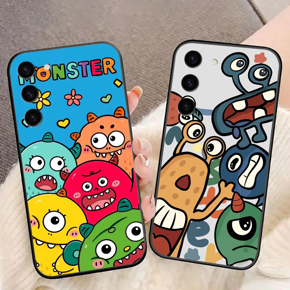 Cute Little Monster Stick Figure Phone Case For Samsung Galaxy S24 S23 S22 S21 S20 FE S10 LITE PLUS ULTRA Case Funda Shell Cover