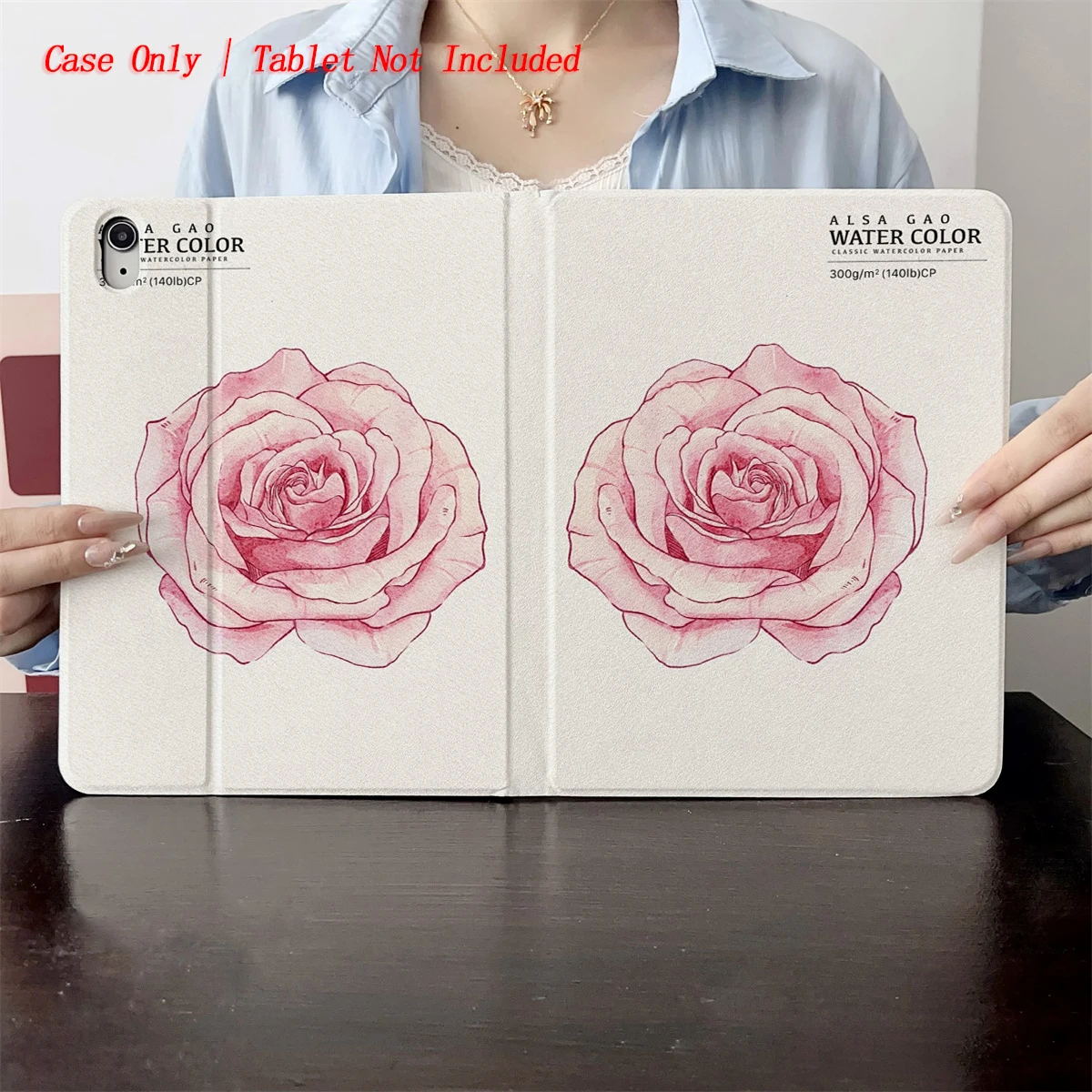 

2025 Pink rose print pattern - Suitable for protective cases of multiple Apple tablets such as iPad/iPad pro/iPad air