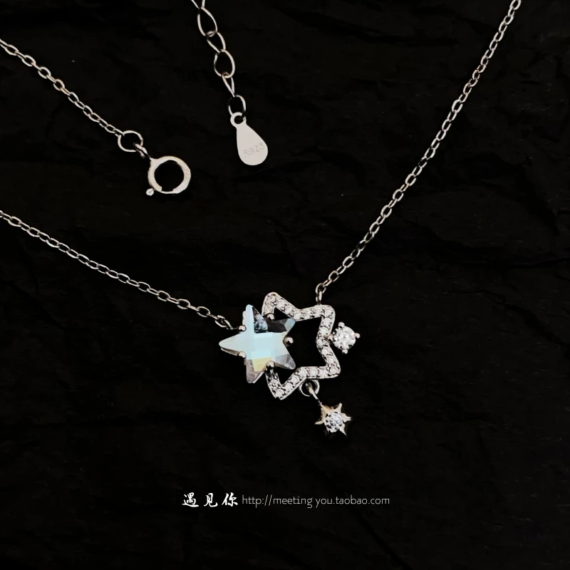 أنيمي الحب والفضاء العميق Xavier الانطباع الرياح ستار سلسلة 925 قلادة فضية تأثيري الكرتون جمع حلية هدية عيد الميلاد