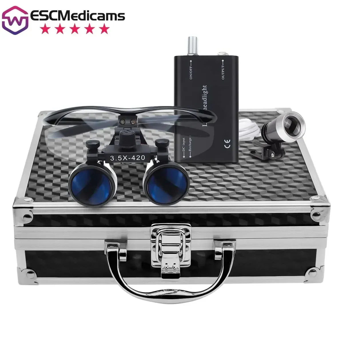 

Dental Loupe Surgical Magnifier 2.5 3.5 Magnification Binocular Headlight with LED Light for Medical Dental Operation Loupe Lamp