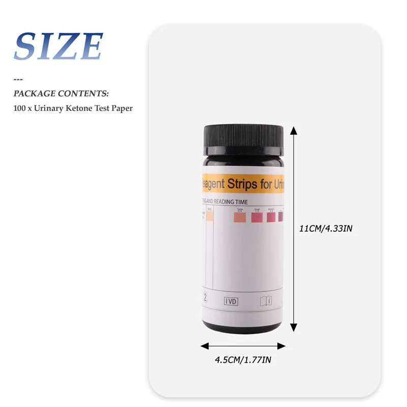 AEE7-100Pcs/garrafa tiras de cetona casa cetose urina perda de peso análise tiras ceto