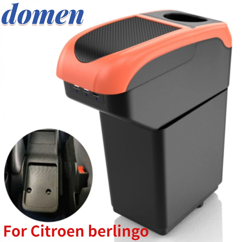 New Storage Box For Citroen berlingo dedicated center armrest box interior trim USB Charging