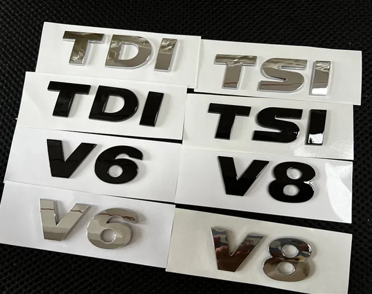 1pcs 3D ABS high quality V6 V8 TDI TSI car Letter Rear trunk Decals Emblem badge sticker Decal styling