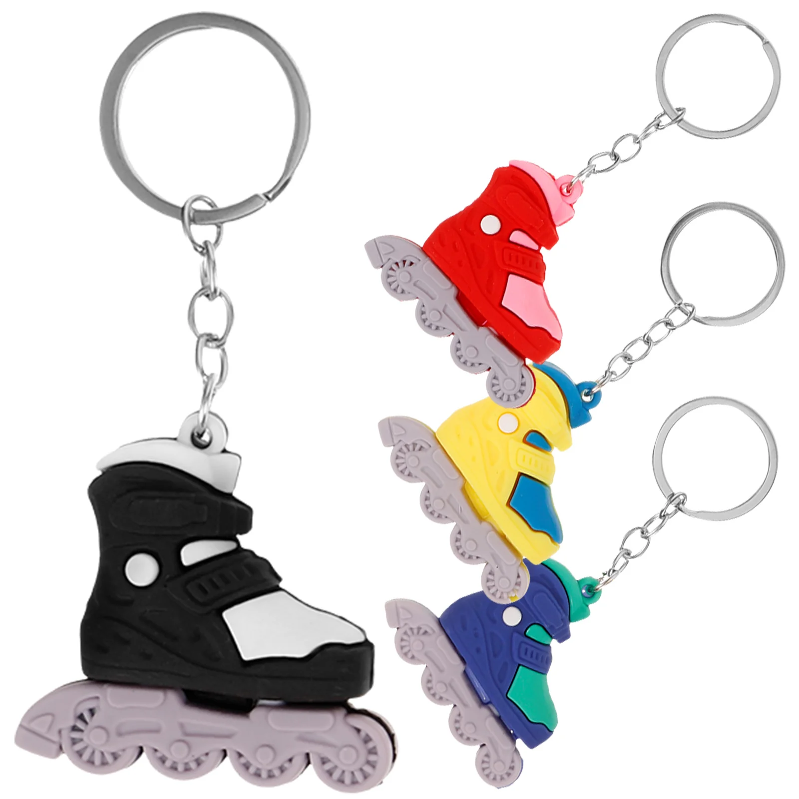 

4 Pcs Roller Skate Keychain Creative PVC Pendants Red Black Color Keychain Accessories Bag Charm Backpack Ornament