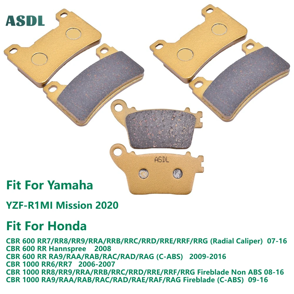 

Motorcycle Front Rear Brake Pads for Honda CBR600RR 07-16 CBR 1000RR CBR1000RR CBR 1000 RR 2006-2016 for Yamaha YZF-R1MI Mission