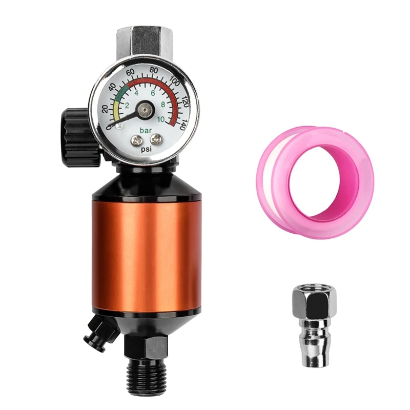 Integral Air Regulator with Air Filter In-Line Heavy Duty Air Pressure Regulator Kit for Spray and Pneumatic Tools