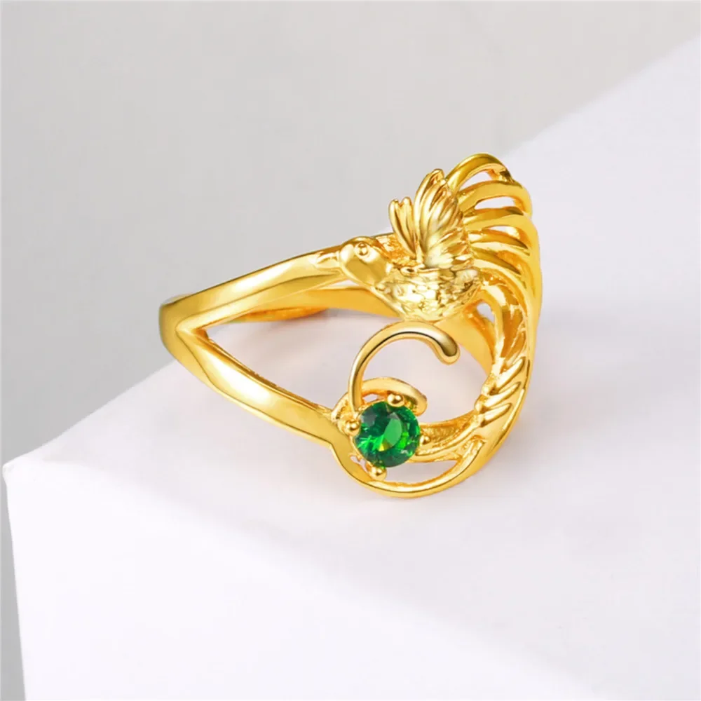New Minimalist 316L Stainless Steel 18k Gold Plated Ring Phoneix Bird of Paradise Ring for Men Women Papua New Guinea Jewelry