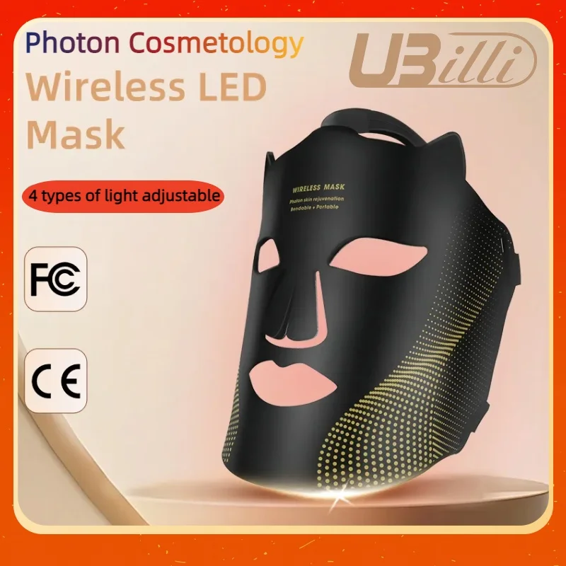 Photon Reuvenation Mask 240 Lamp Beads Silicone Material 7 Colors Led Face Mask Photon Skin Wirlessly Adjustment Beauty