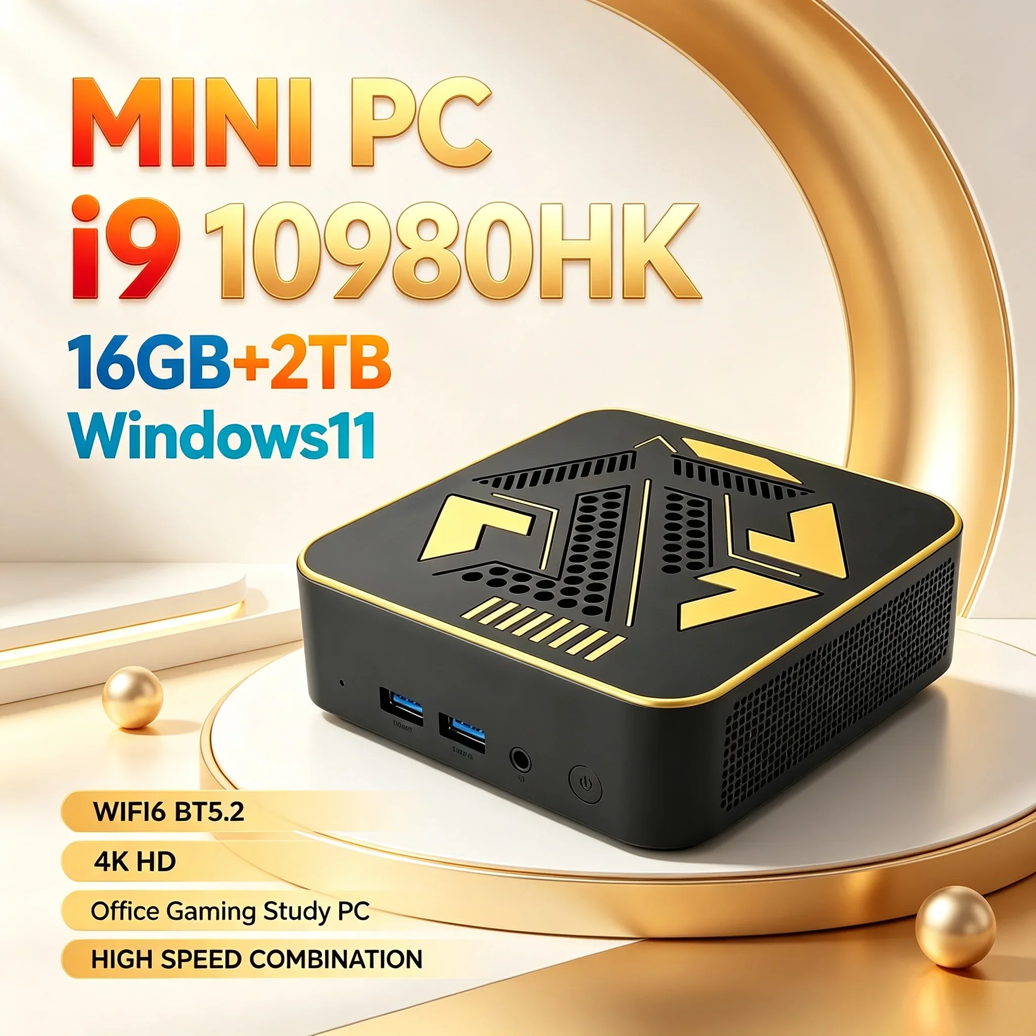 Mini PC I9-10980HK Processor 16GB RAM 1TB-2TB SSD Windows 11 WiFi6 BT5.2 Office Household Gaming Study Compact Mini Computer