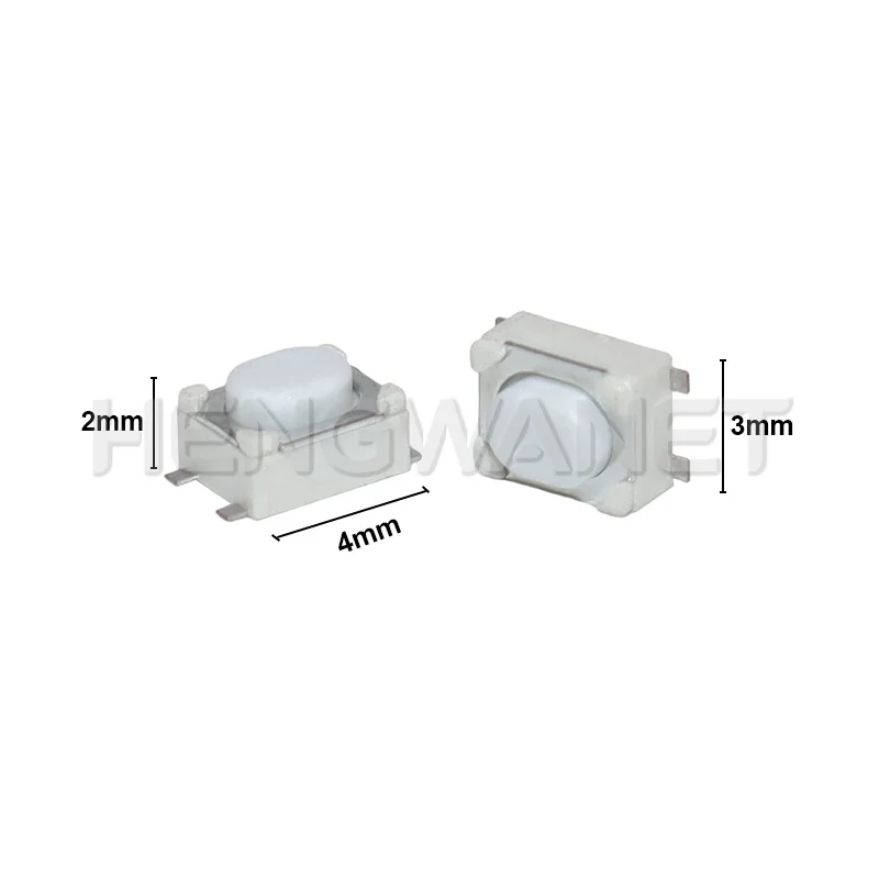 100PCS DC12V 50mA Micro Button Tact Switch SMD 4Pin 3X4X2.5MM White Tactile Tact Push Button Micro Switch Momentary 3*4*2.5mm