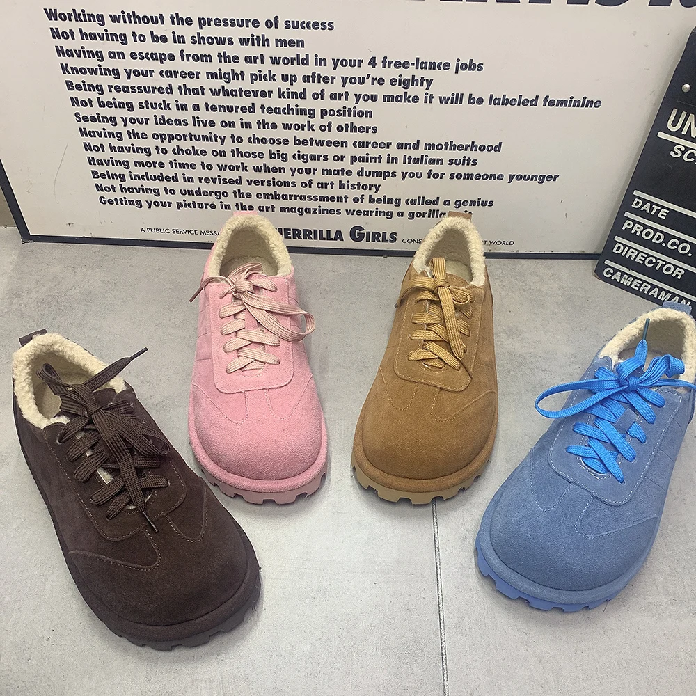 

Winter Women Shoes Plus Size Casual Flatform Female Cotton Shoes Warm Fur Ankel Boots Plush Snow Shoes Fashion Leather Shoes