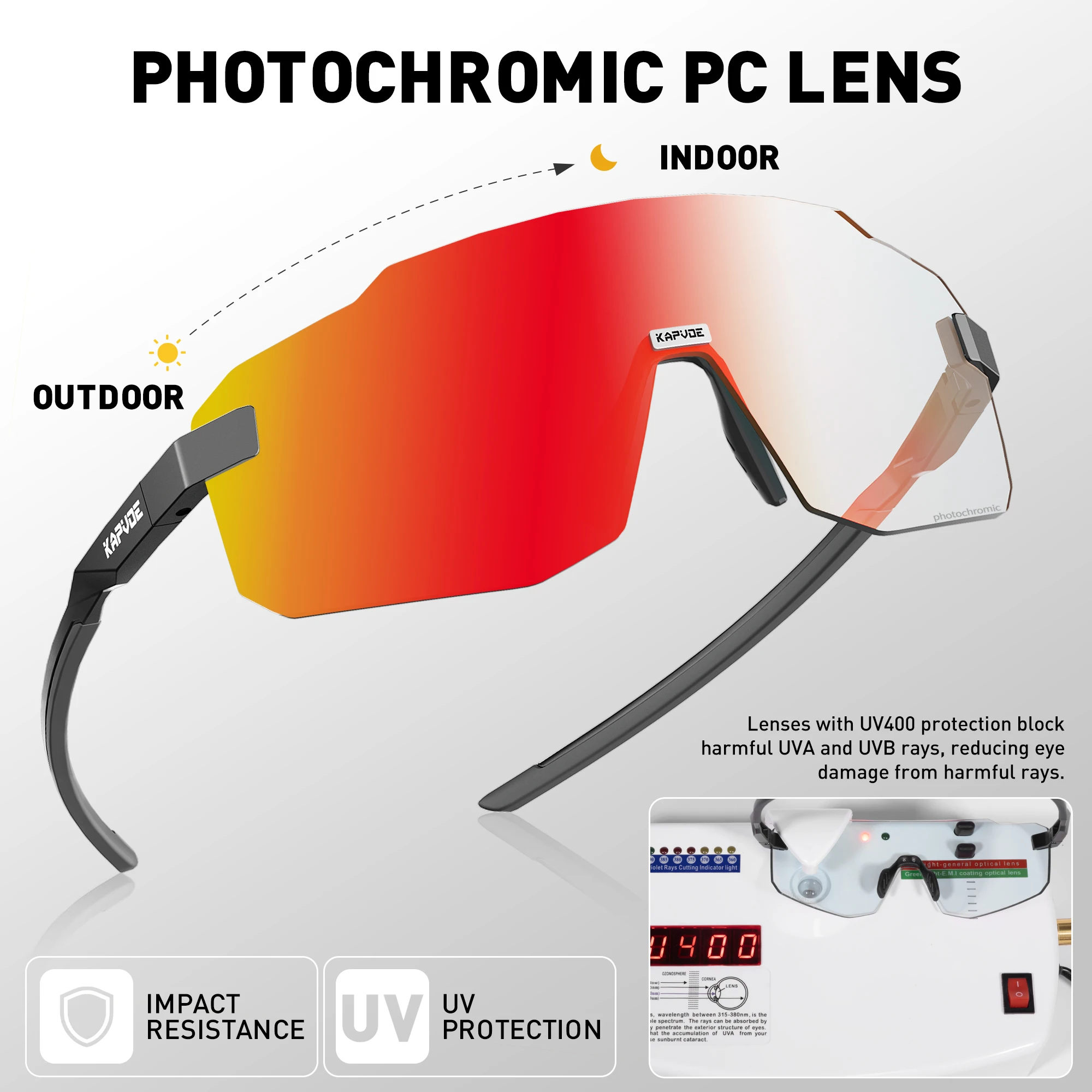 نظارات Kapvoe فوتوكروميك للمشي لمسافات طويلة نظارات ركوب الدراجات UV400 نظارات شمسية للجري خفيفة الوزن للدراجة الجبلية نظارات رياضية #2