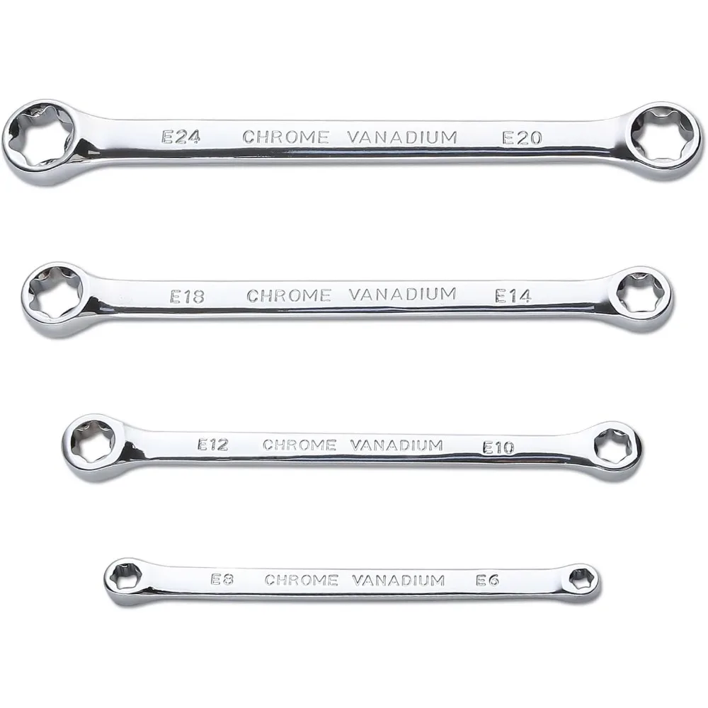 4 قطعة E-Torx مجموعة مفاتيح الربط صندوق مزدوج نهاية ستار وجع مجموعة ، CR-V الصلب E-حلقة المفك مجموعة E6 E8 E10 E12 E14 E18 E20 E24 اضافية طويلة Ca #1