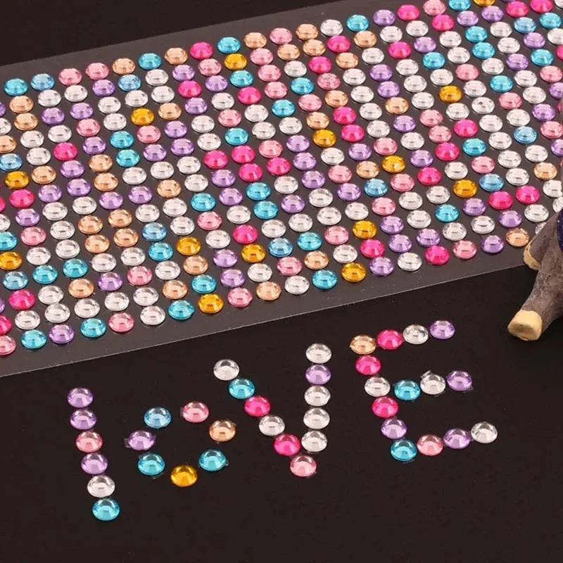 504/900pcs 4/6mm Glue Rhinestones Self Adhesive Acrylic Rhinestone Stickers Kids Rhinestoens for DIY Handcraft 3D Nail Art Decor view 3