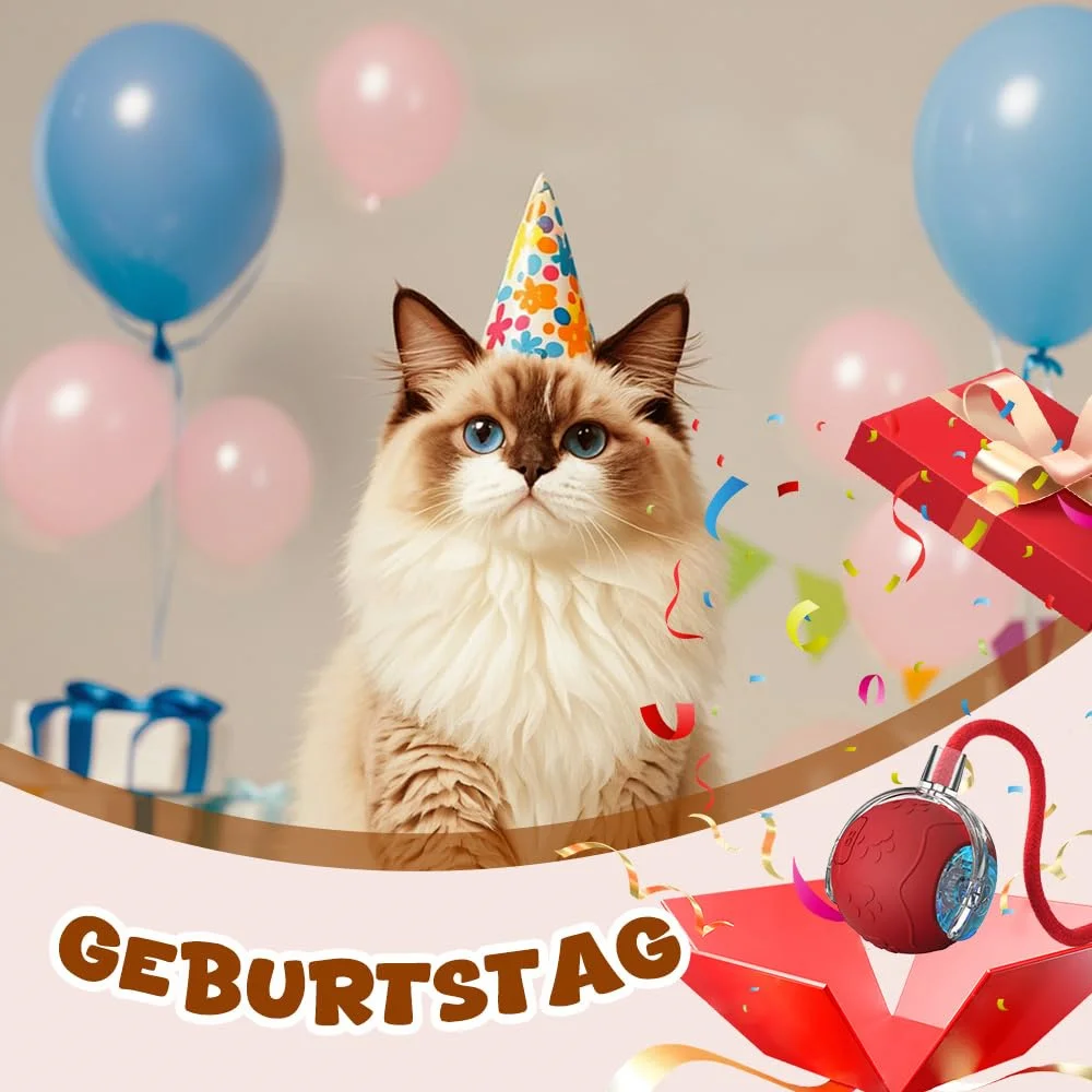 2025 New Smart Interactive Cat Toy Ball Auto Avoid Obstacle Rolling 3 Modes Motion Activated Indoor Cats Kitten Tail Pet Toys