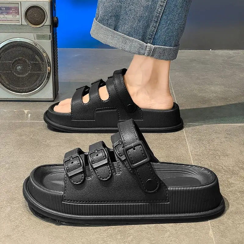 

Новые женские летние уличные пляжные сандалии 2026 года с толстой подошвой, модные повседневные шлепанцы