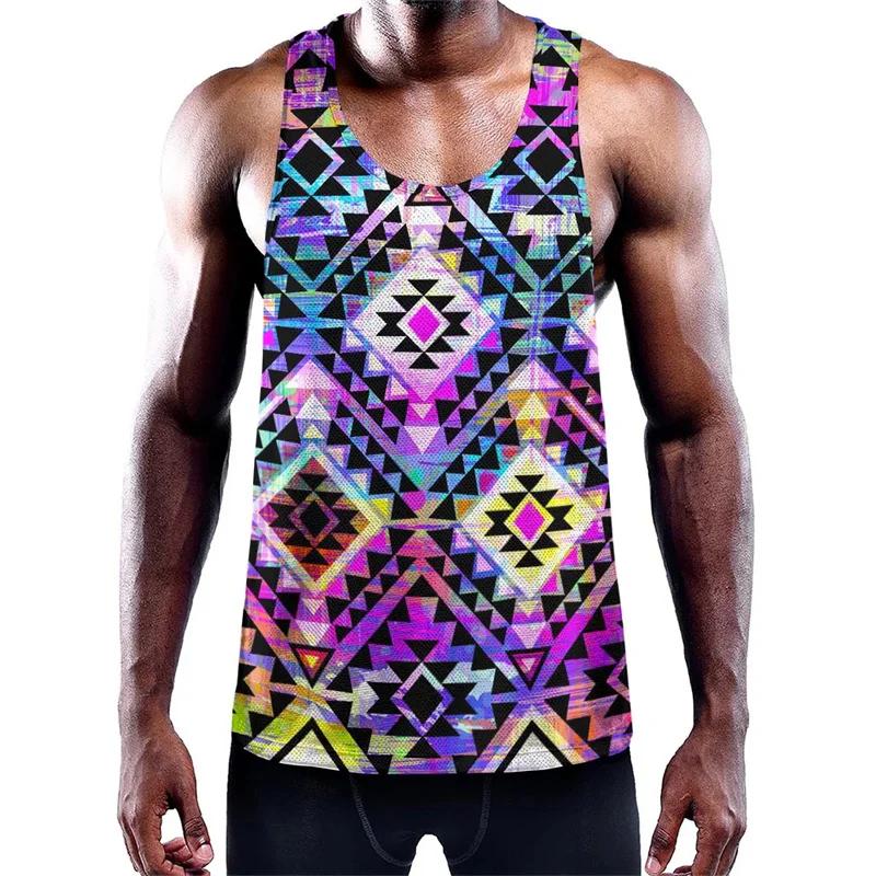 Vintage 3D Printed Tribal Aztec Trippy Styles Tank Top Kid Cool Streetwear Short Sleeveless Men Fashion Gym Sports Clothing Vest