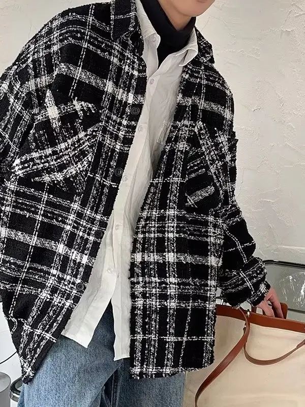 

Молодежные мужские джинсы в клетку на осень-весну 2025 года, повседневная одежда Long Sve Cleanfit, молодежные джинсы из полиэфирного волокна...