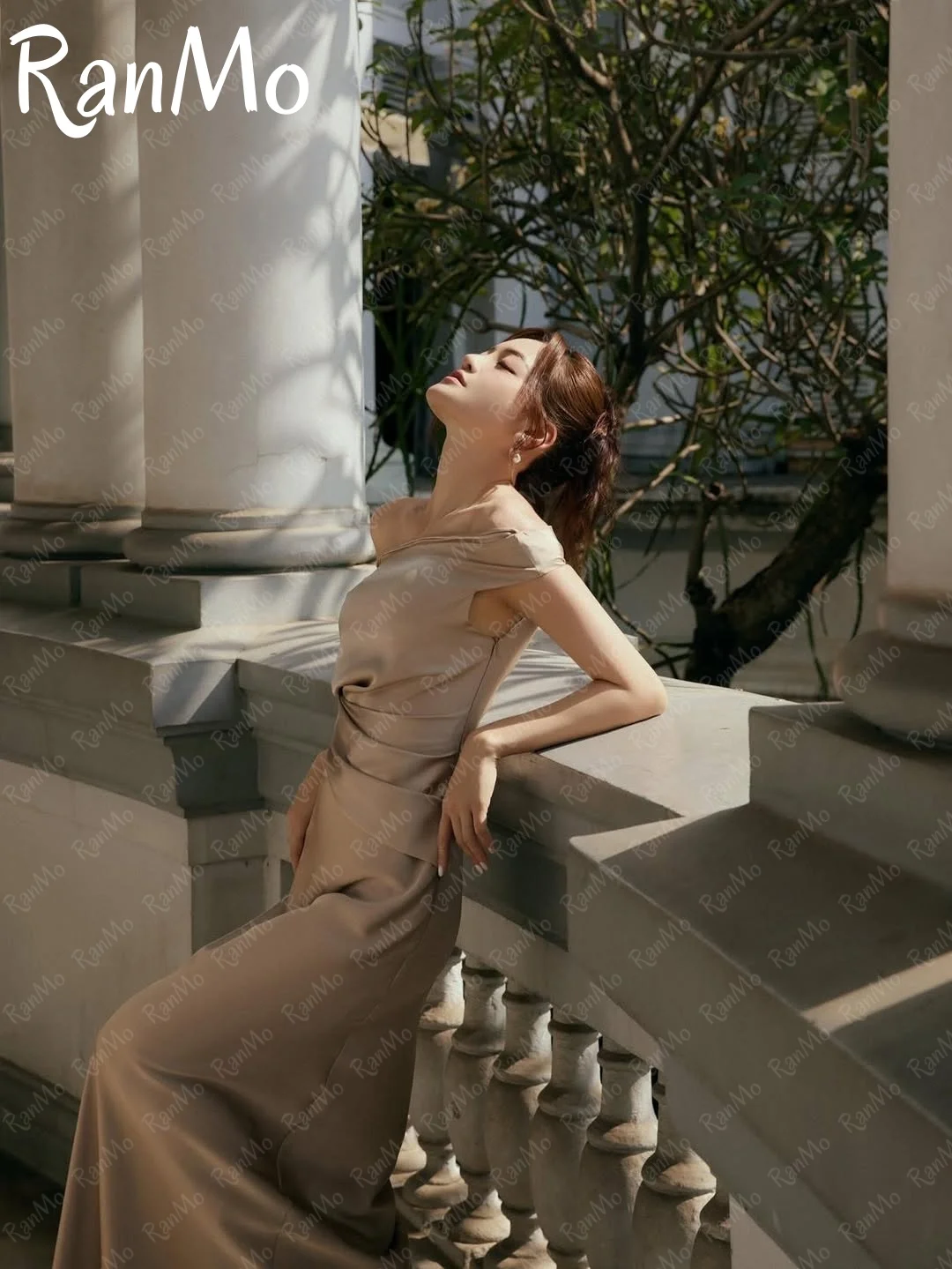 Ranmo Vestidos De Festa Women Mermaid Satin 2025 Evening Dresses Off-shoulder Customized فساتين سهرة Paste the Diamond