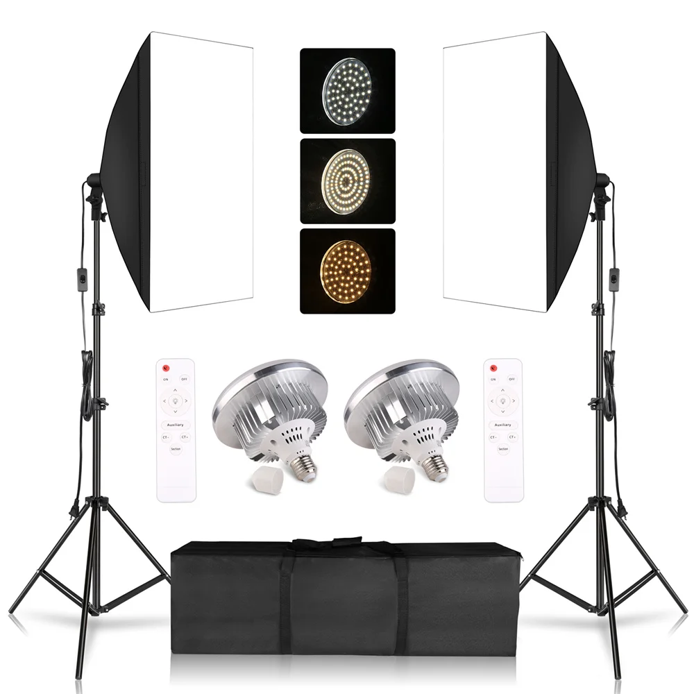 50x70CM Photography 70W 45W Softbox Lighting Kits Professional Continuous Light System Equipment For Photo Studio