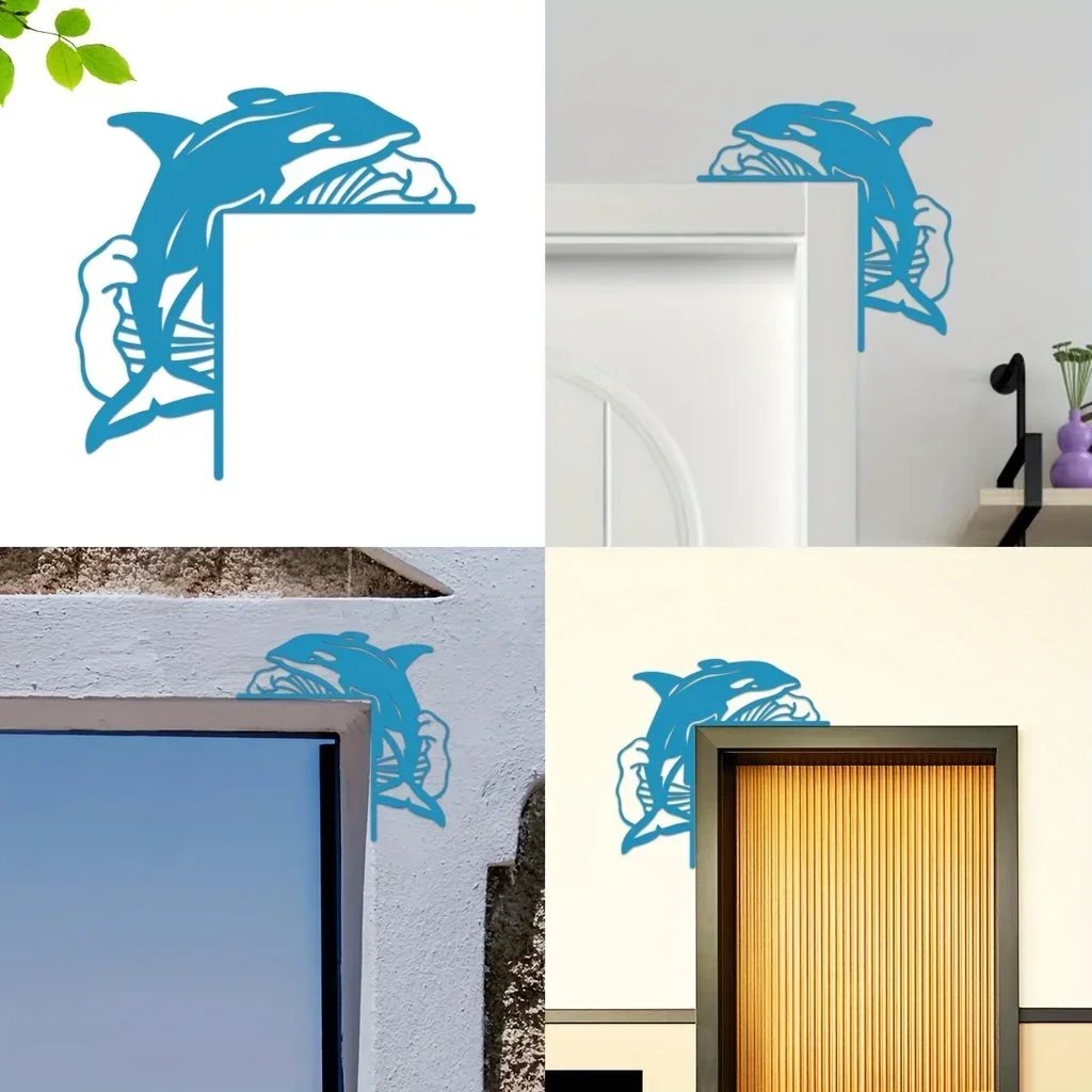 

Hello Young Dolphin Colorful Home Decorative Wall Sticker Door Corner Decoration Door Frame Corner Decoration Art Decor Metal Wa