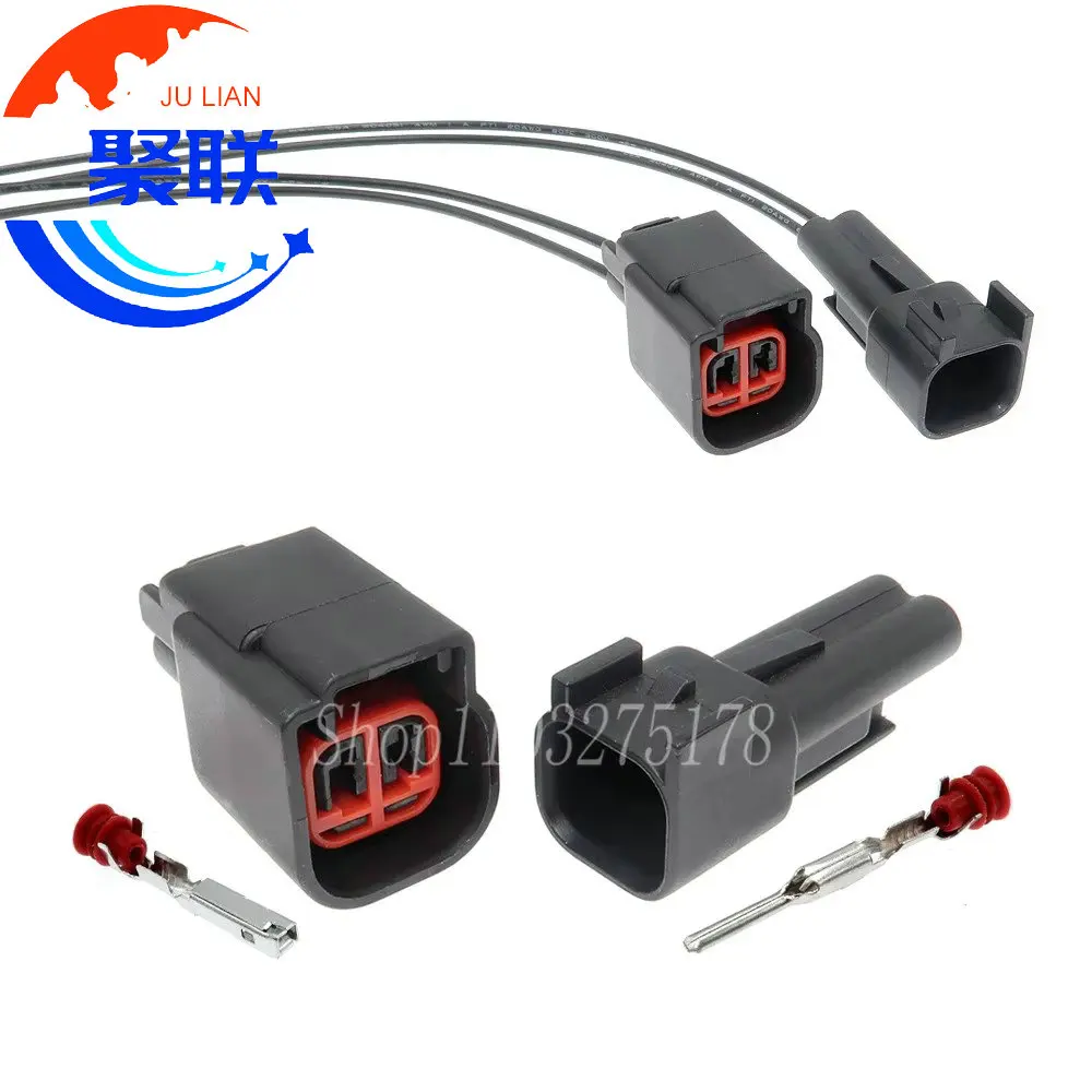 1 Set 2 Pin Way Delphi EV6 Fuel Injector Electrical Connector Auto Wire Cable Socket