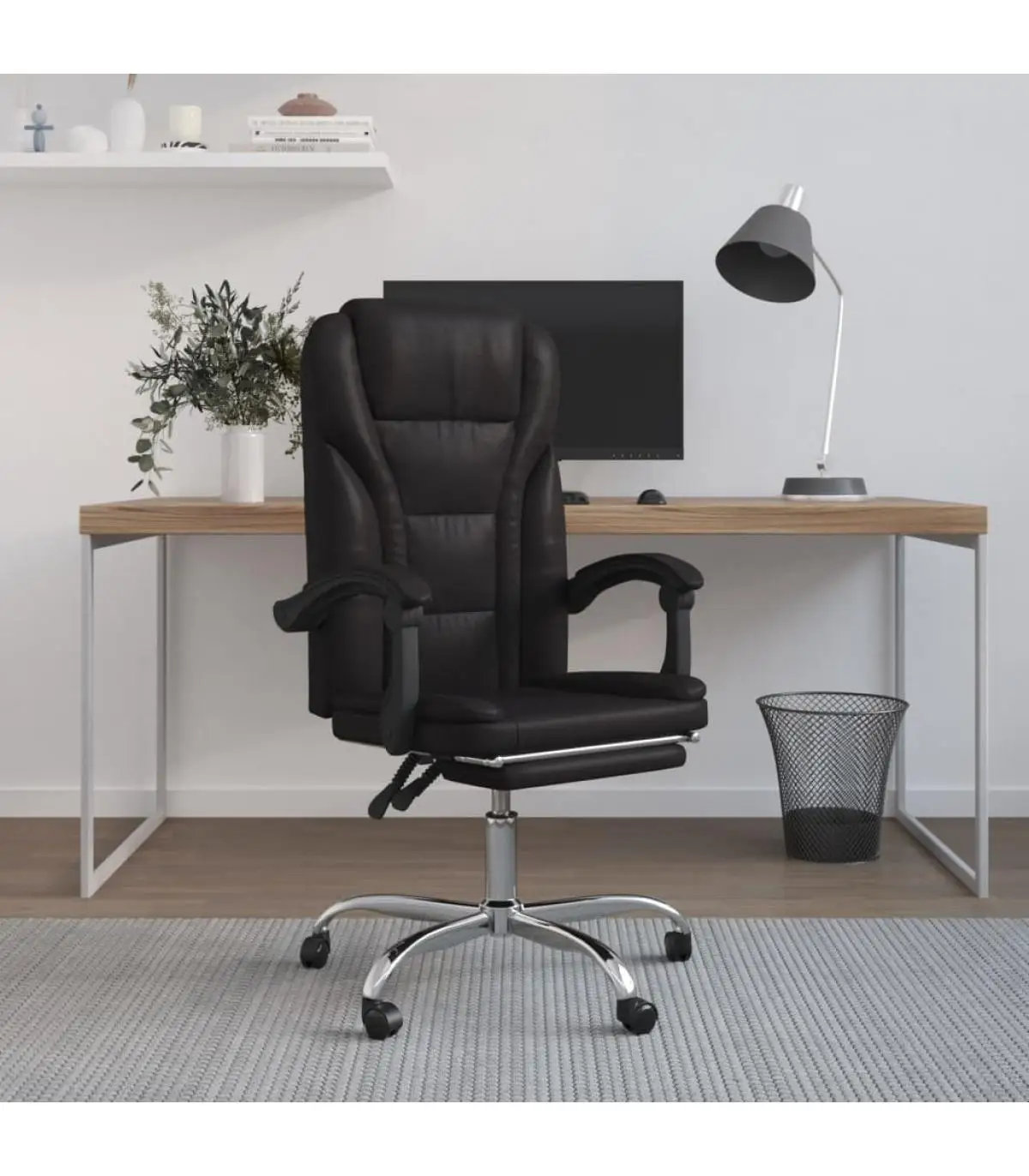 Office chairs black synthetic leather reclining office chair