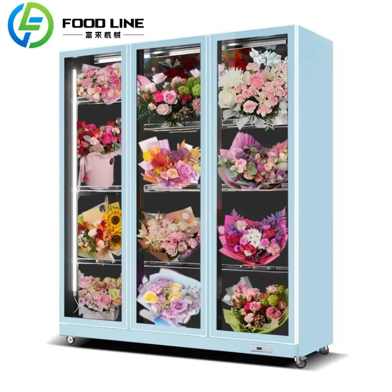 Flower Refrigerator Floral Display Case Commercial Flower Cooler Refrigerated Cabinet Upright Frost Free Custom