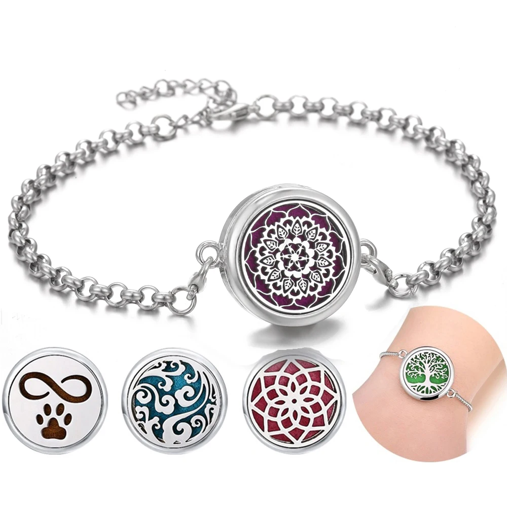 Aromaterapia Pulseira Difusor De Óleo Essencial, Medalhões Perfume Aroma, Cadeia De Pé Jóias, Nova Flor