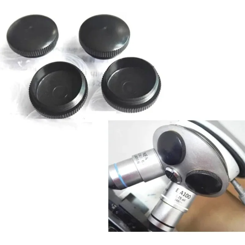 Convertisseur de lentille d'objectif de Microscope biologique, 5 pièces, couvercle anti-poussière pour oculaire de Microscope, couvercle d'objectif à filetage Standard