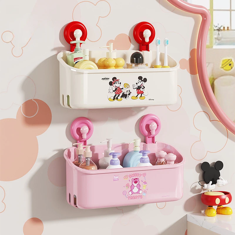 Mickey Dopamine Suction Cup Shelf for Walls—No Drilling Required—Heavy-Duty, Drainable Storage Box for Bathroom Walls