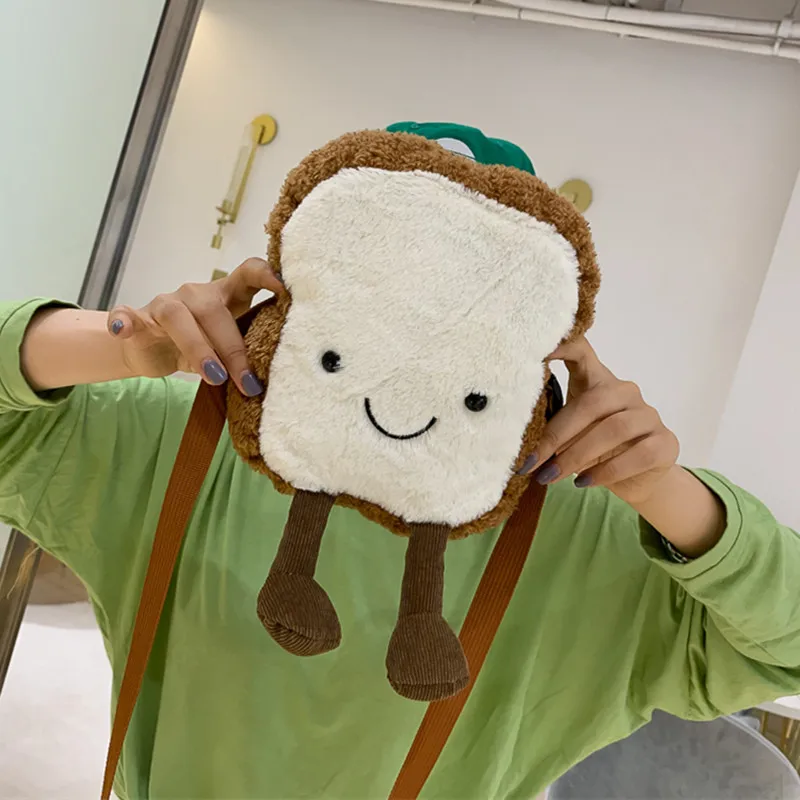 New Cartoon Cute Children\'s Crossbody Bag Cloud Kids Bags Plush Girl Bread Shoulder Bag Fashion Handbag Velvet Purse