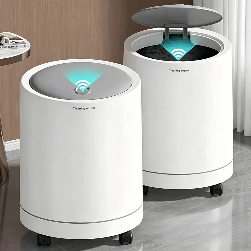 Bathroom Trash Can-18L Garbage Can with Press Top Lid for Toilet,Bedroom,Living Room – Plastic Wastebasket with Pop-up Lid