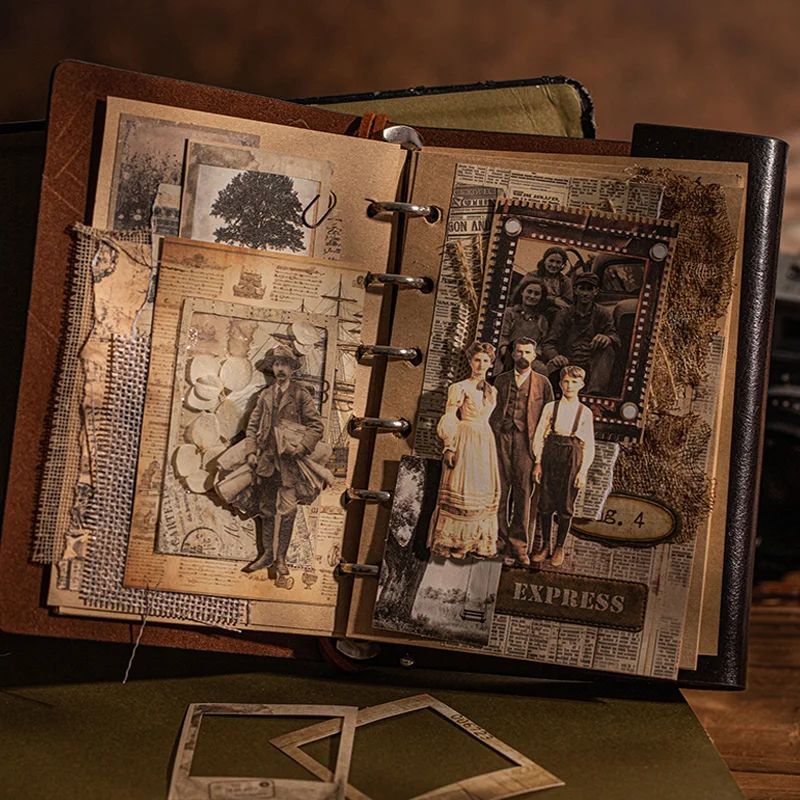 مجموعة ملصقات مكونة من 50 قطعة من أيام الرجعية - لوازم مجلة نمط الصور الحنين، ورق مجمع لخلفية المسنين، ديكور اليوميات