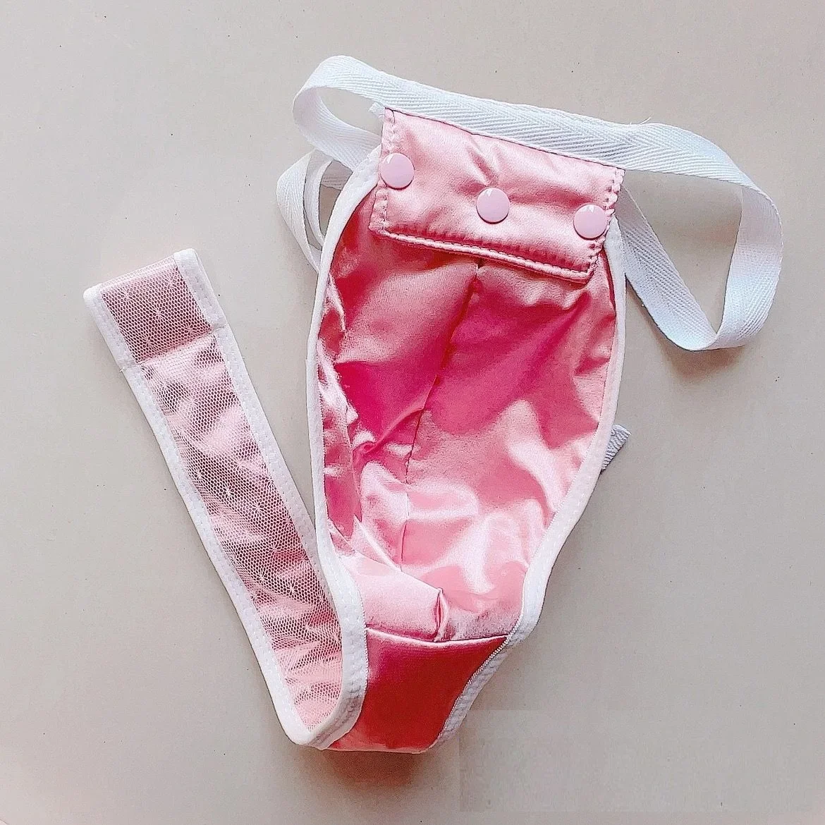 Handmake Pink Silky Man's Briefs Live Show Club DJ Bar Sexy Costumes FKK Party T Shape