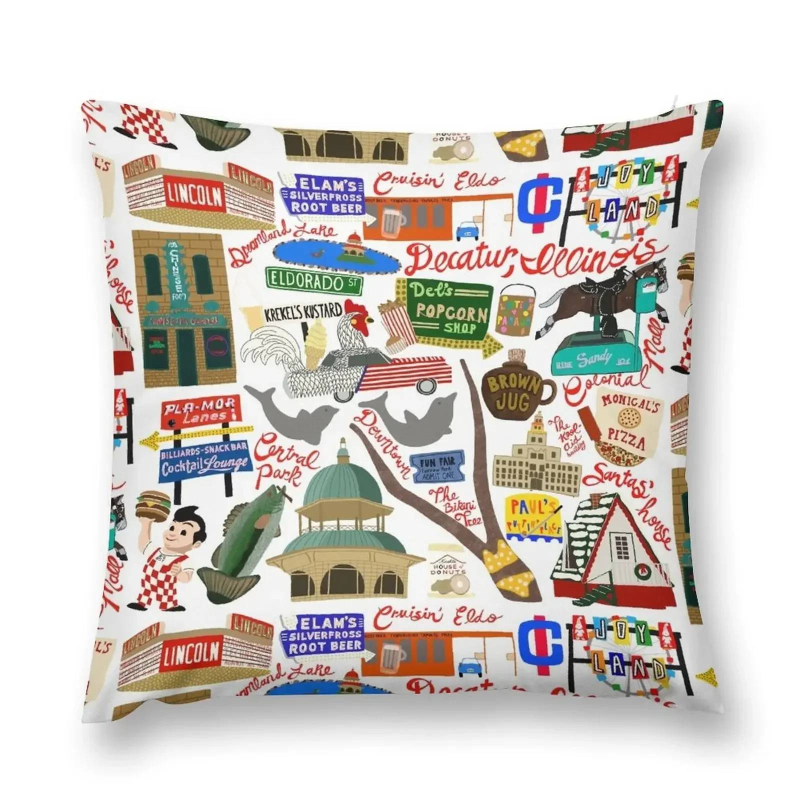 Decatur, Illinois Throw Pillow Sofa Cushion Decorative Cover For Living Room christmas cushions covers pillow