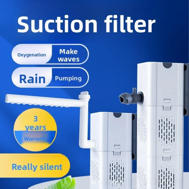 

3-in-1 Aquarium Filter Silent Submersible Pump with Oxygenation & Water Purification Circulation Built-in Rain Shower Small Fish