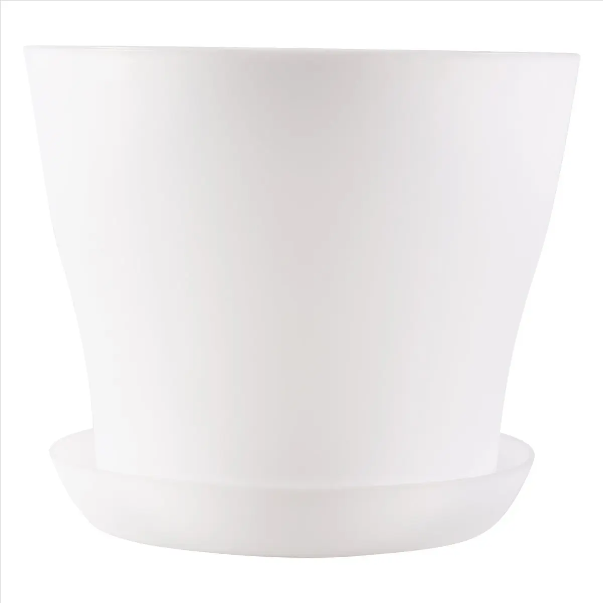 MALL Plastic Plant Flower Pot Planter With Saucer Tray Round Gloss Home Garden Decor, White Upper -, 14cm / 5.51