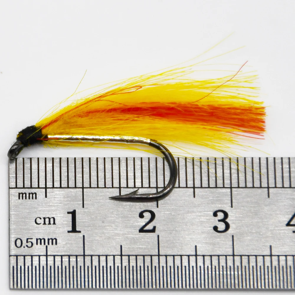 MNFT 10PCS 6# Streamer Fly Lures Classic Red Orange Mixed Stream Light Wings Fly Fishing Lure Hook