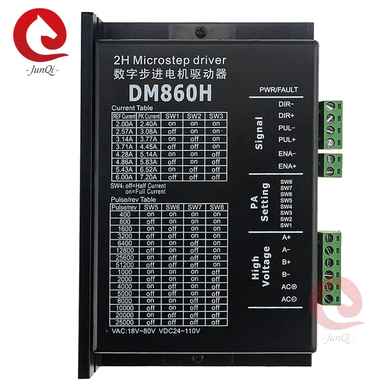 

2-Phase Nema 23/57 Stepper Motor Driver, DM860H 7.2A 128Subdivision For 86mm 57mm Stepping Motor CNC Wood Engraver